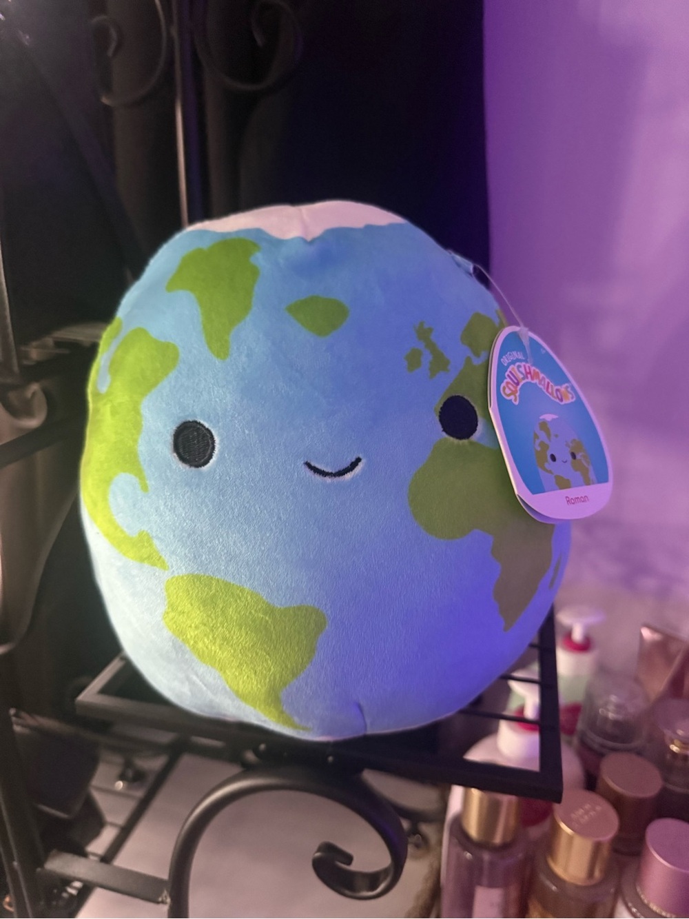 Squishmallows Plush Earth Pillow - Light Blue & Green